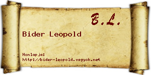 Bider Leopold névjegykártya